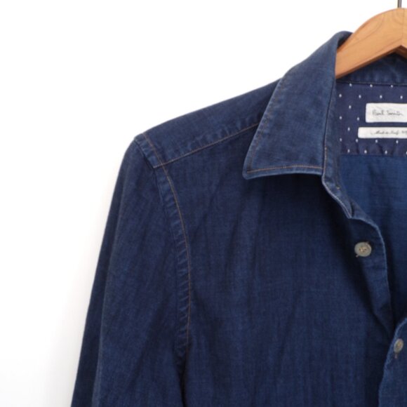 Paul Smith Blue Denim Button Shirt Men's M (15.5/39) 100% Cotton Made in Italy. - Picture 3 of 10